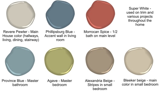 Benjamin Moore paint swatches. 