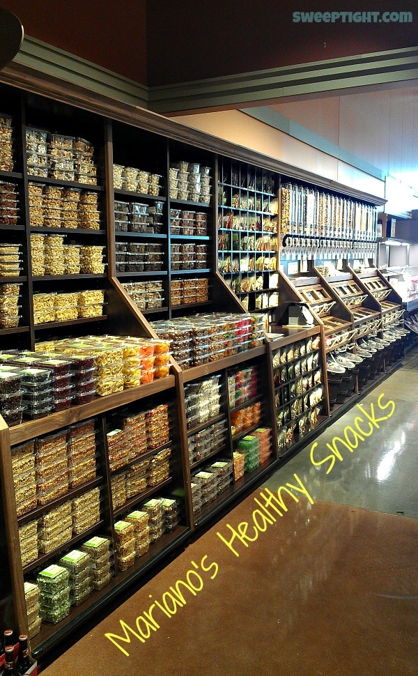 Nuts, seeds and fruits in the aisle at Mariano's. 