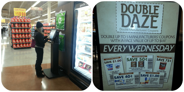 Colleene using the kiosk to get a Mariano's savings card. 