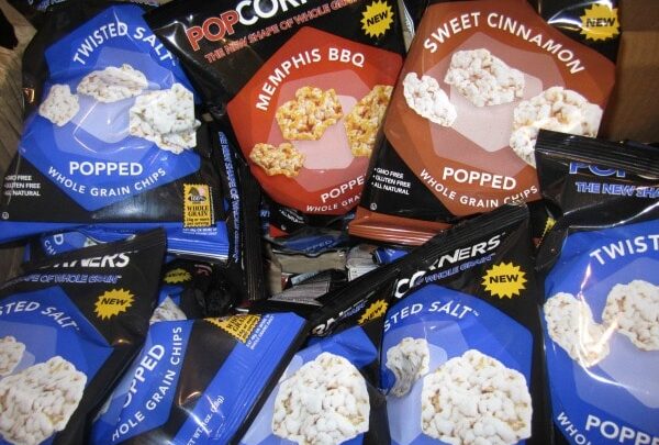 Bags of PopCorners in a box.