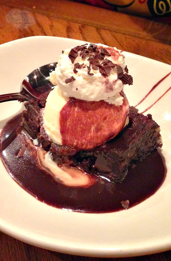 Brownie with ice cream.