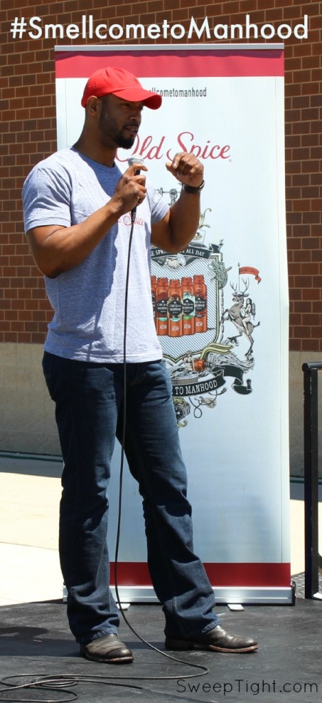 Isaiah Mustafa speaking. 