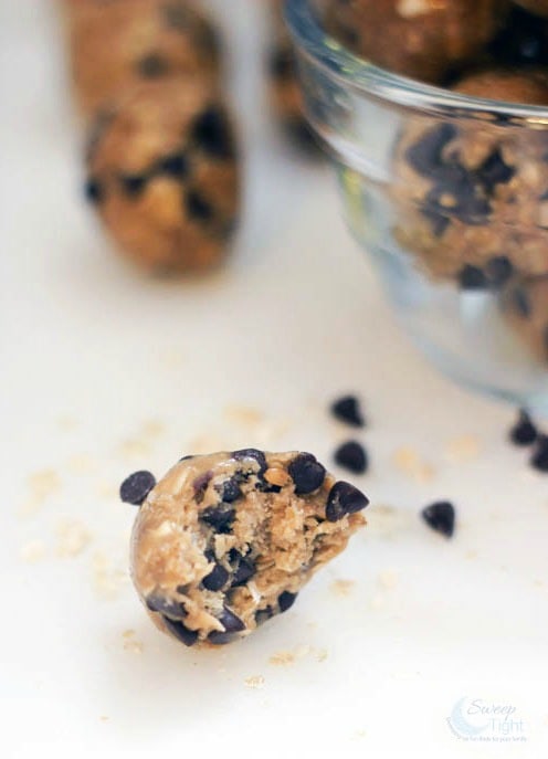 Peanut butter energy balls with mini chips. 