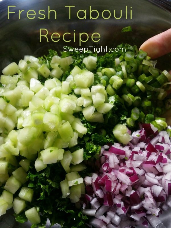 Delicious and fresh heart healthy tabouli salad with quinoa and sprouts