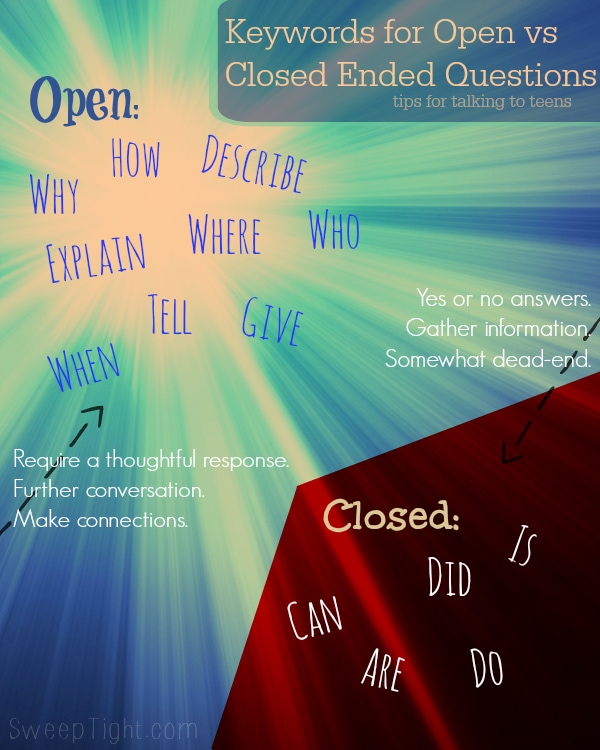 Keywords for closed and open ended questions #ABFamilyTalk #IC #sponsored