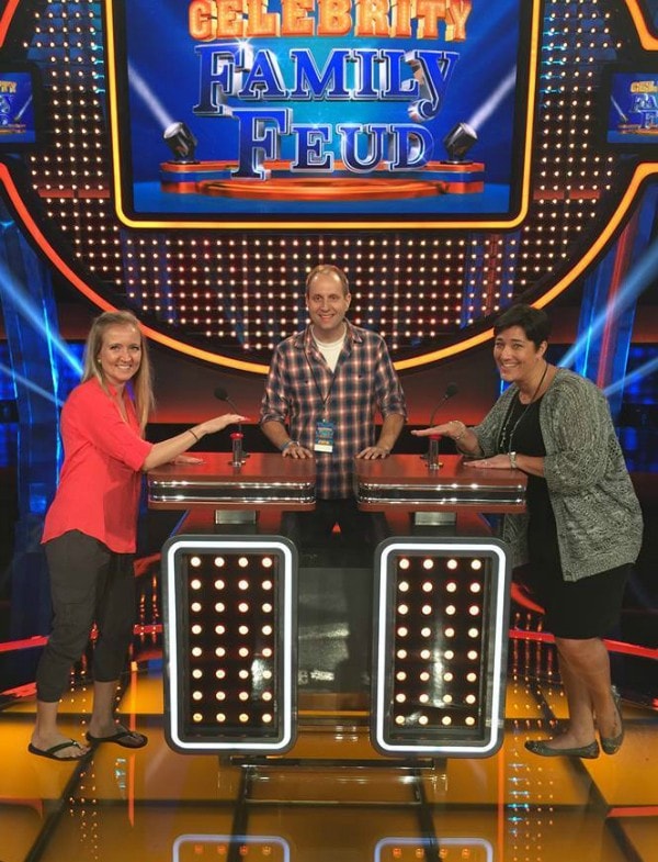 Shelley, Marshall, and Tara on the set of Family Feud. 