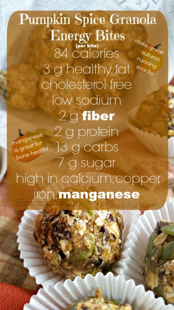 Pumpkin spice granola energy bites. Awesome snack for an autumn run outside.