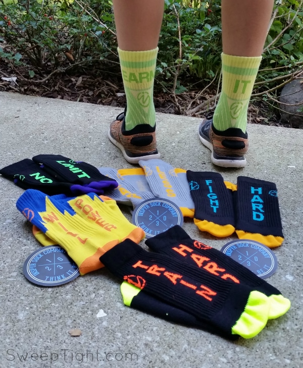 LOVE all these tall colorful socks with inspirational sayings on them! #InspyrSocks
