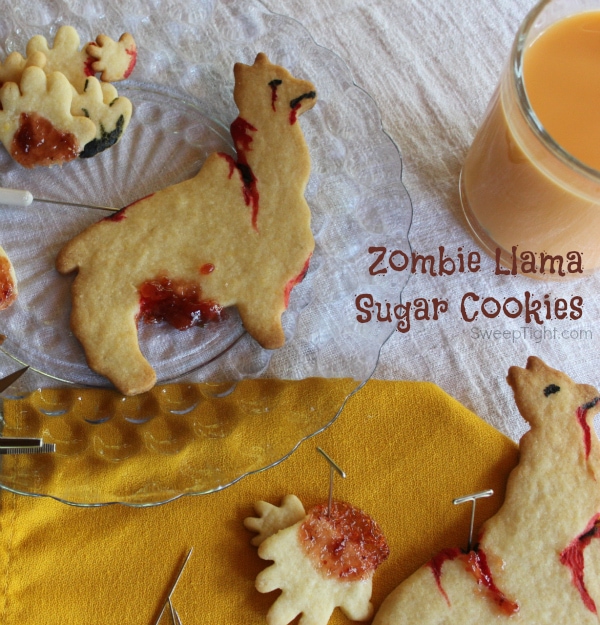 Easy cut out sugar cookies recipe to make zombie llamas! #YUM Perfect Halloween cookies!