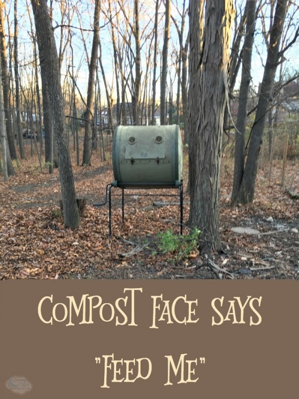 Compost face says "feed me"