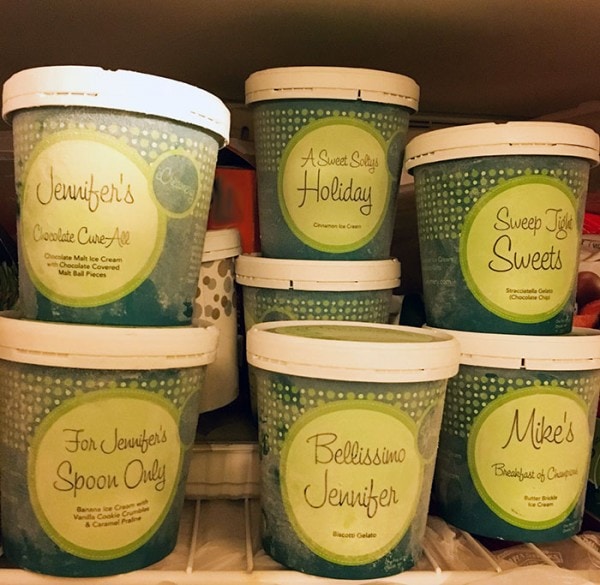 Personalized pints of ice cream. 