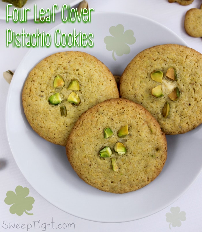 Super easy four leaf clover cookies with pistachios