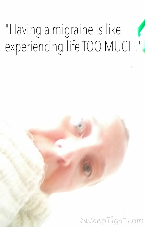Girl in a very bright light with text on the image. 