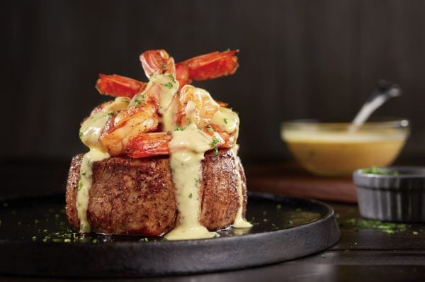 Béarnaise Jumbo Shrimp Topped Filet.