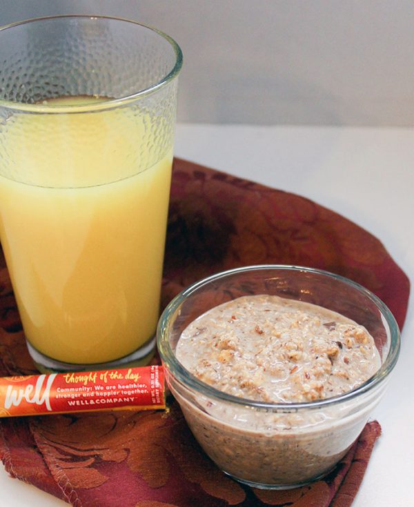 Overnight Oats in a glass bowl