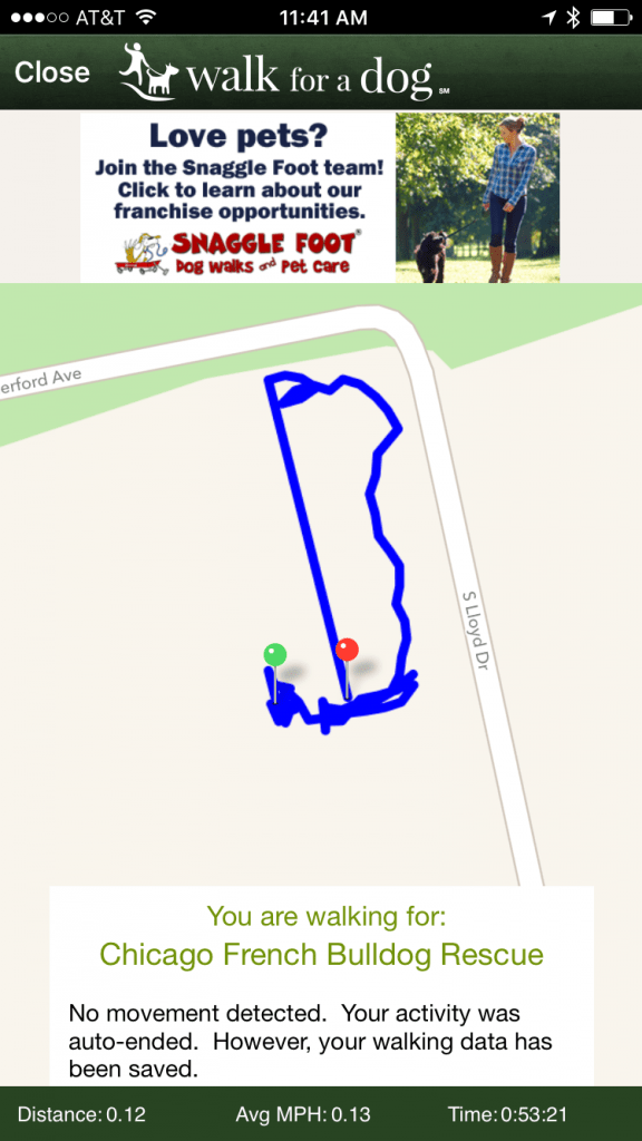 The WoofTrax app records your walks and makes a donation to an animal shelter of your choosing.