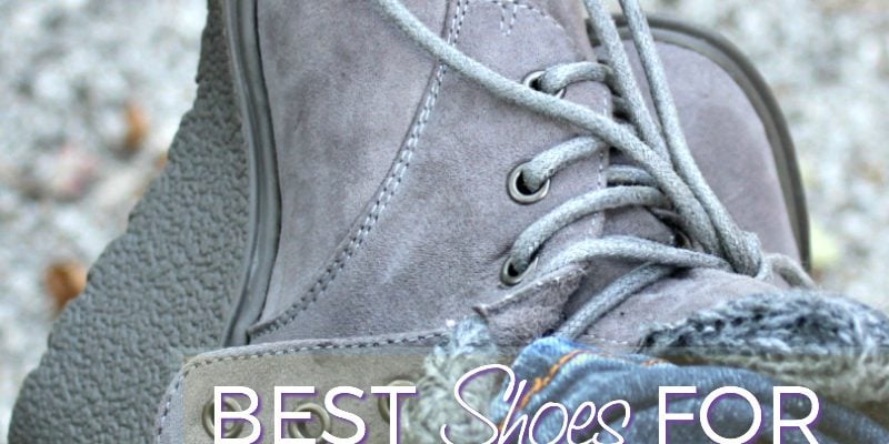 Gray boots. 