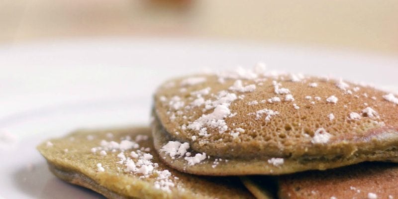 Pancakes made with matcha green tea