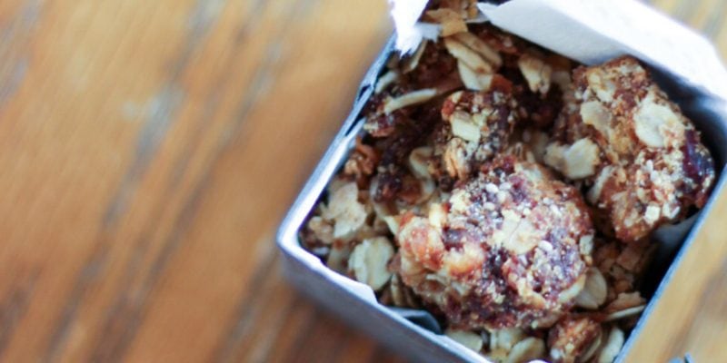 Gift tin filled with homemade granola