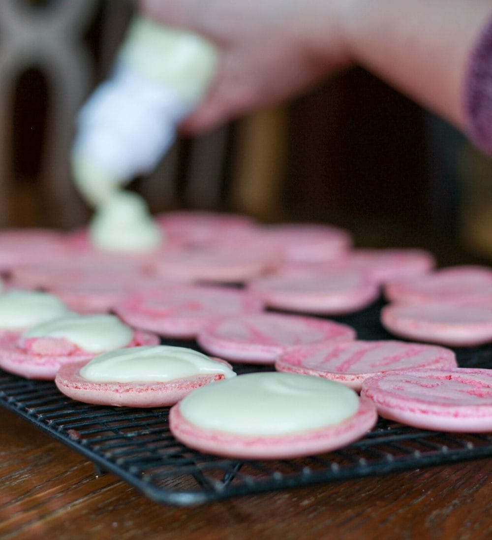 pink and white macarons