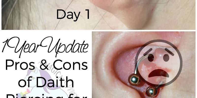 Collage of an ear with a daith piercing.