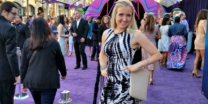 Shelley on the purple carpet at the Guardians of the Galaxy Vol. 2 World Premiere.