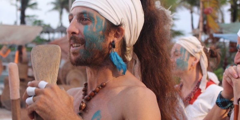 Man celebrating during the The Sacred Mayan Journey.