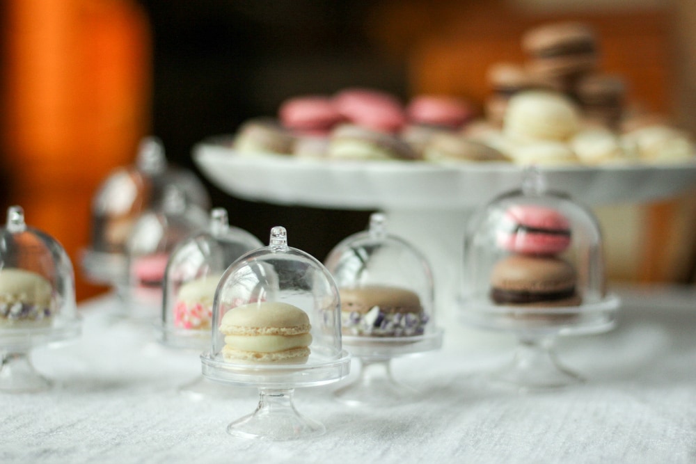 Cute Mini French Macarons on Tiny Cake Stands | Gluten-Free
