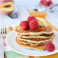 High Protein Recipes - Delightful Peach Raspberry Pancakes