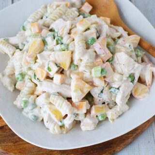Chicken and Peach pasta salad recipe