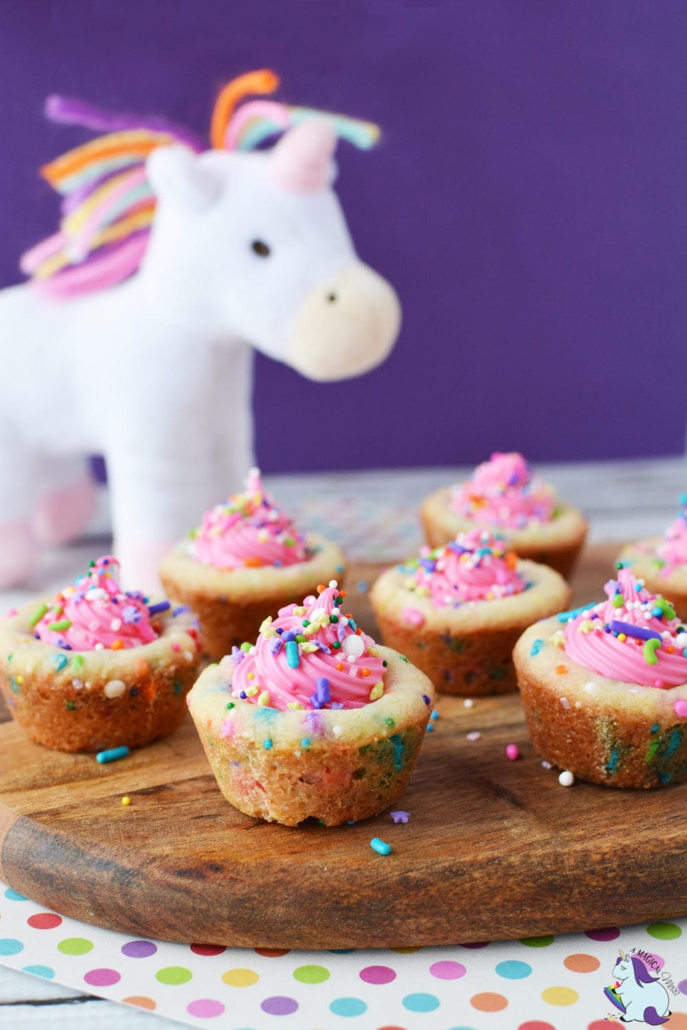 Cookie cups with pink frosting