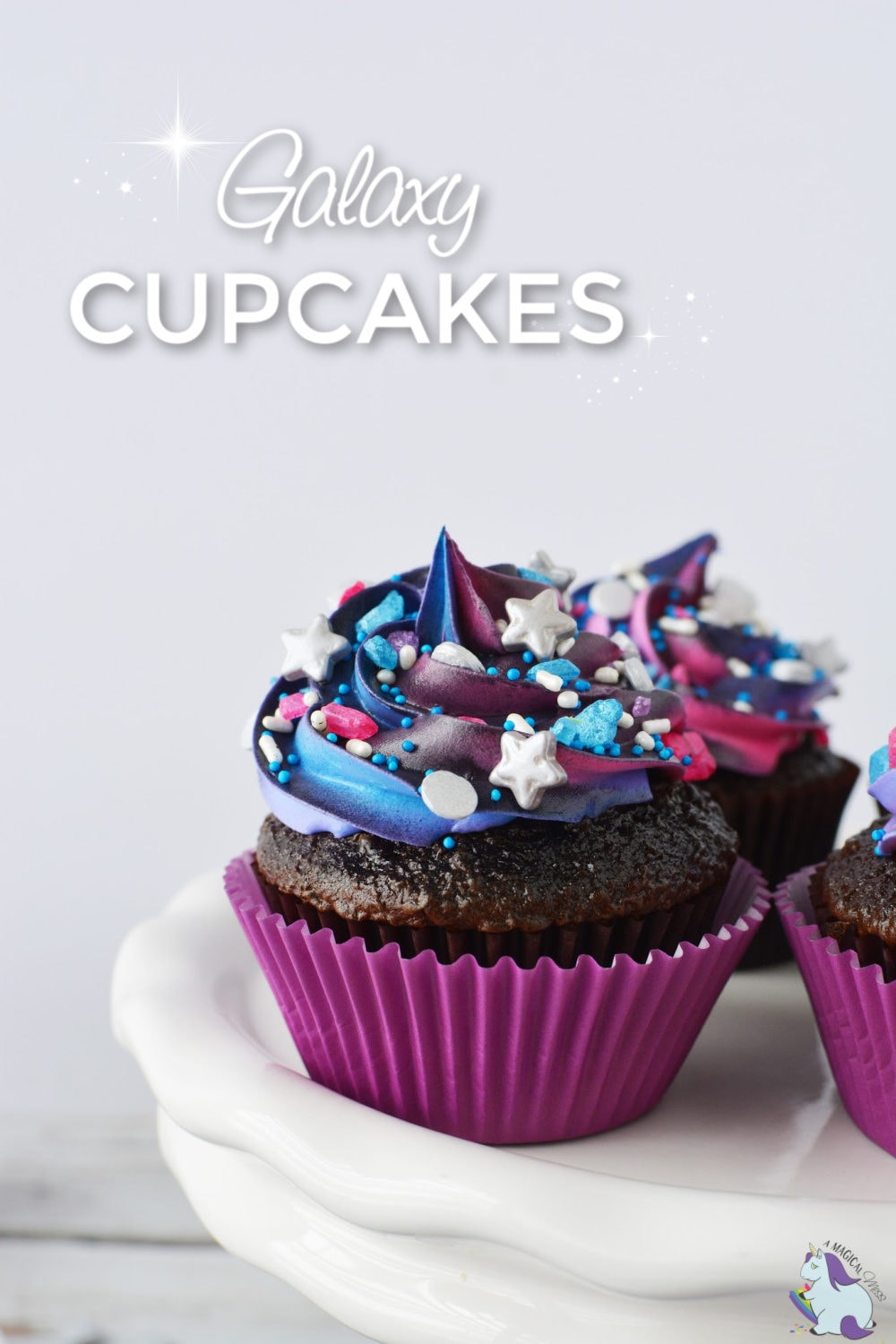 Galaxy cupcakes with sprinkles.