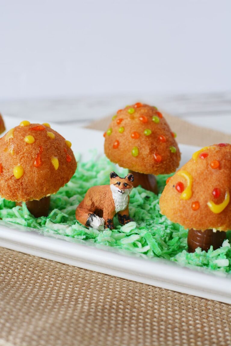 donut holes made into fairy toadstools