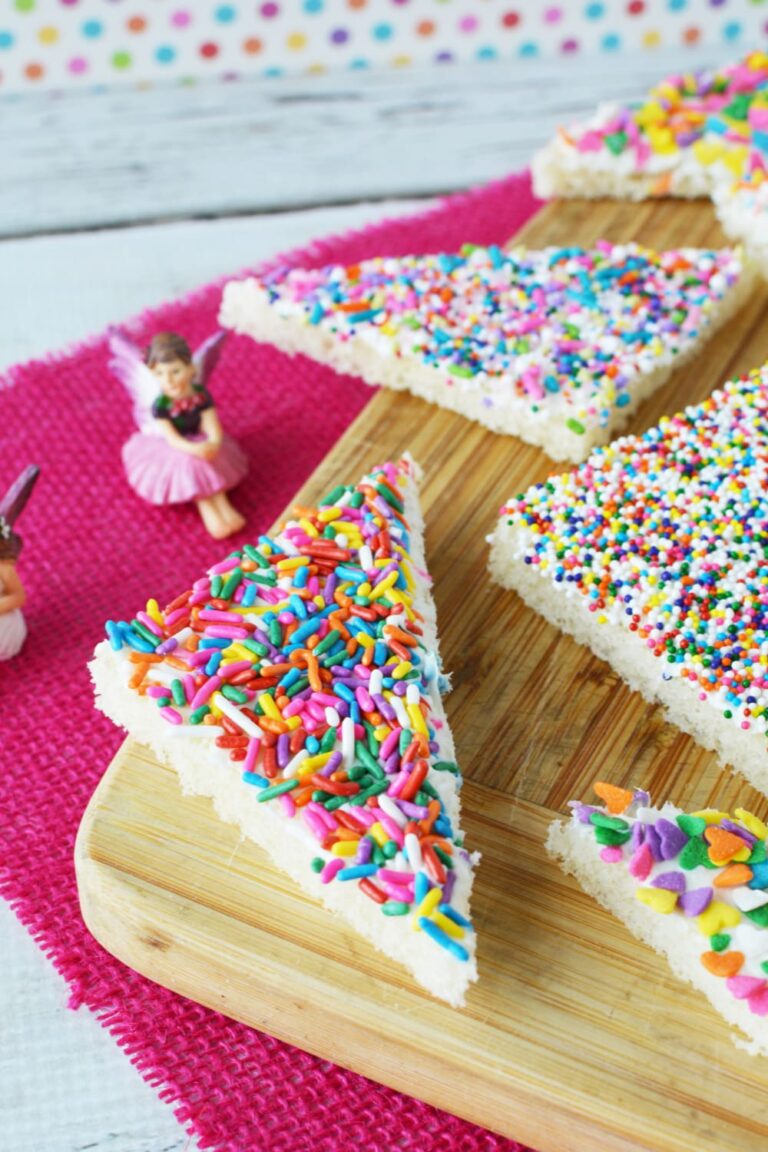 Colorful sprinkles on bread slices