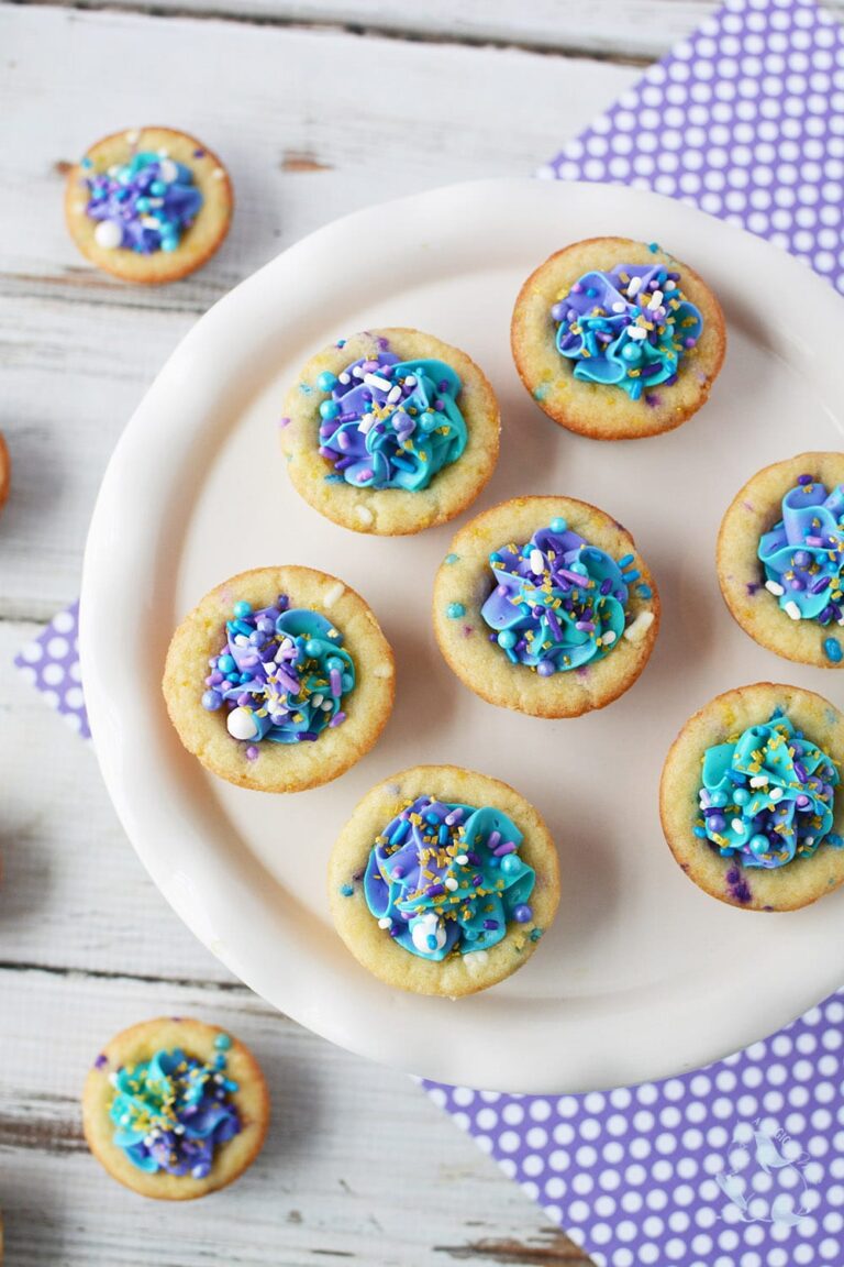 Mermaid cookie cups overhead shot.