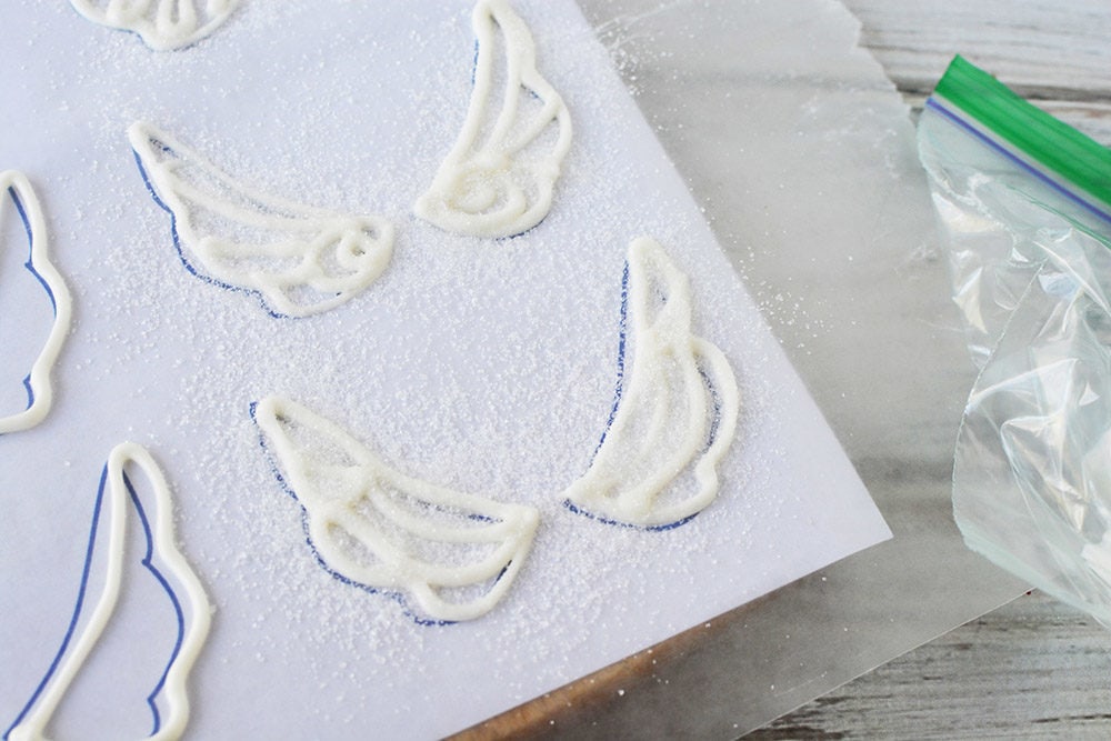 Making candy fairy wings. 