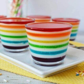 Layered Jell-o rainbow cups