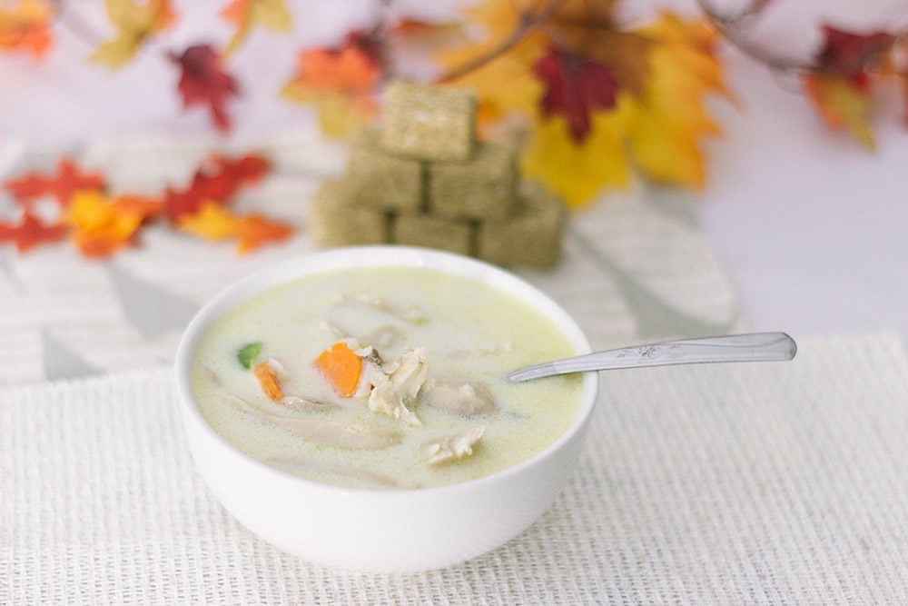 Cream of chicken soup in a bowl.