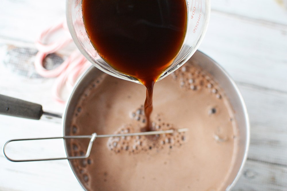 Coffee into hot cocoa mix.