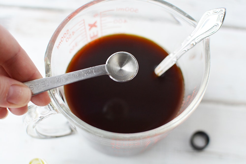 Peppermint oil into coffee.