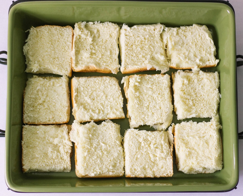 Rolls in a casserole dish.