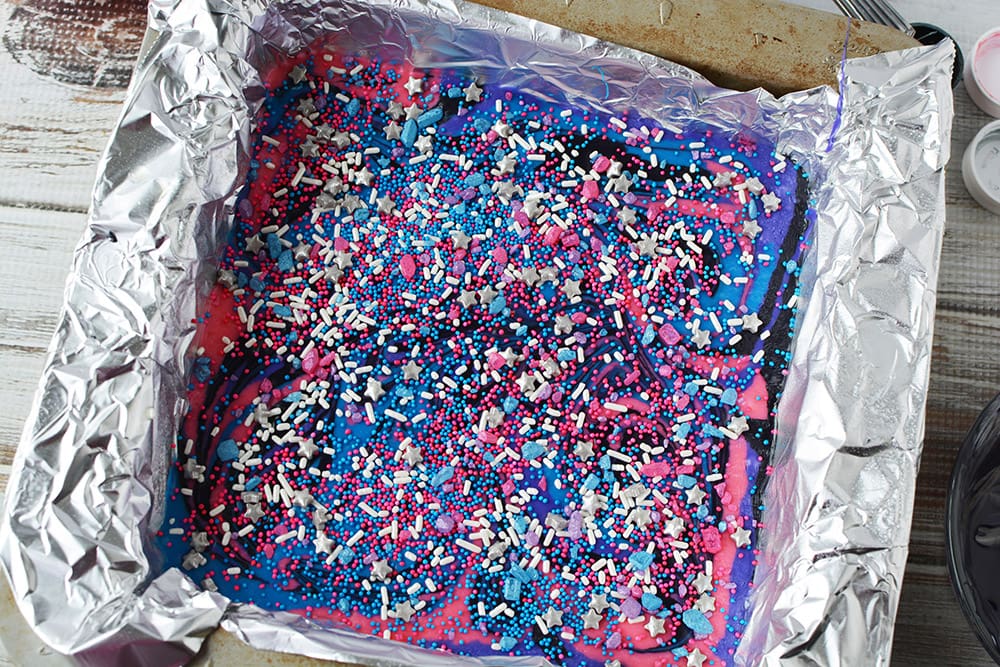 Set space fudge waiting to remove from pan.