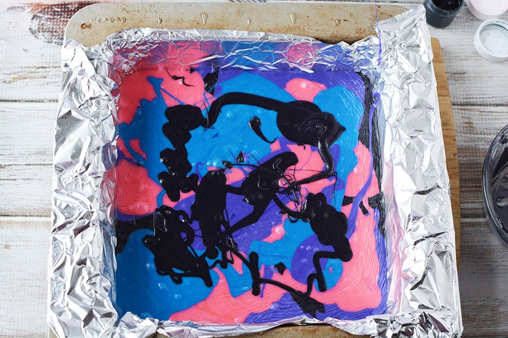 Galaxy fudge in a pan.