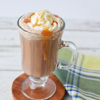 Salted caramel mocha drink in a mug