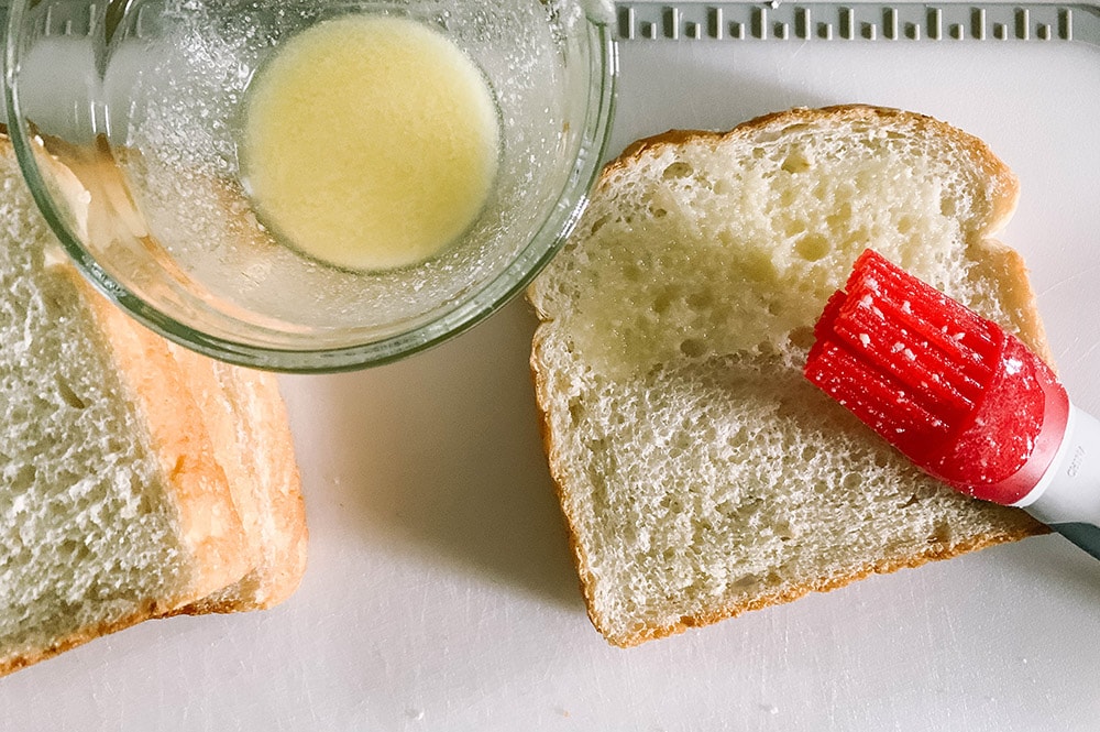 Melted butter and bread