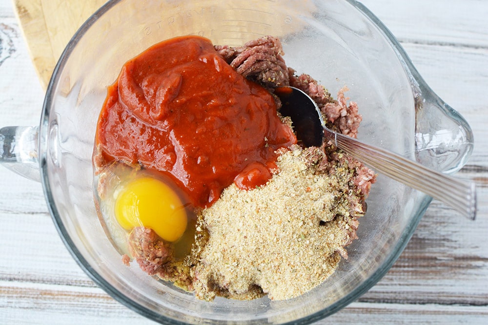 Meatloaf ingredients in a bowl.