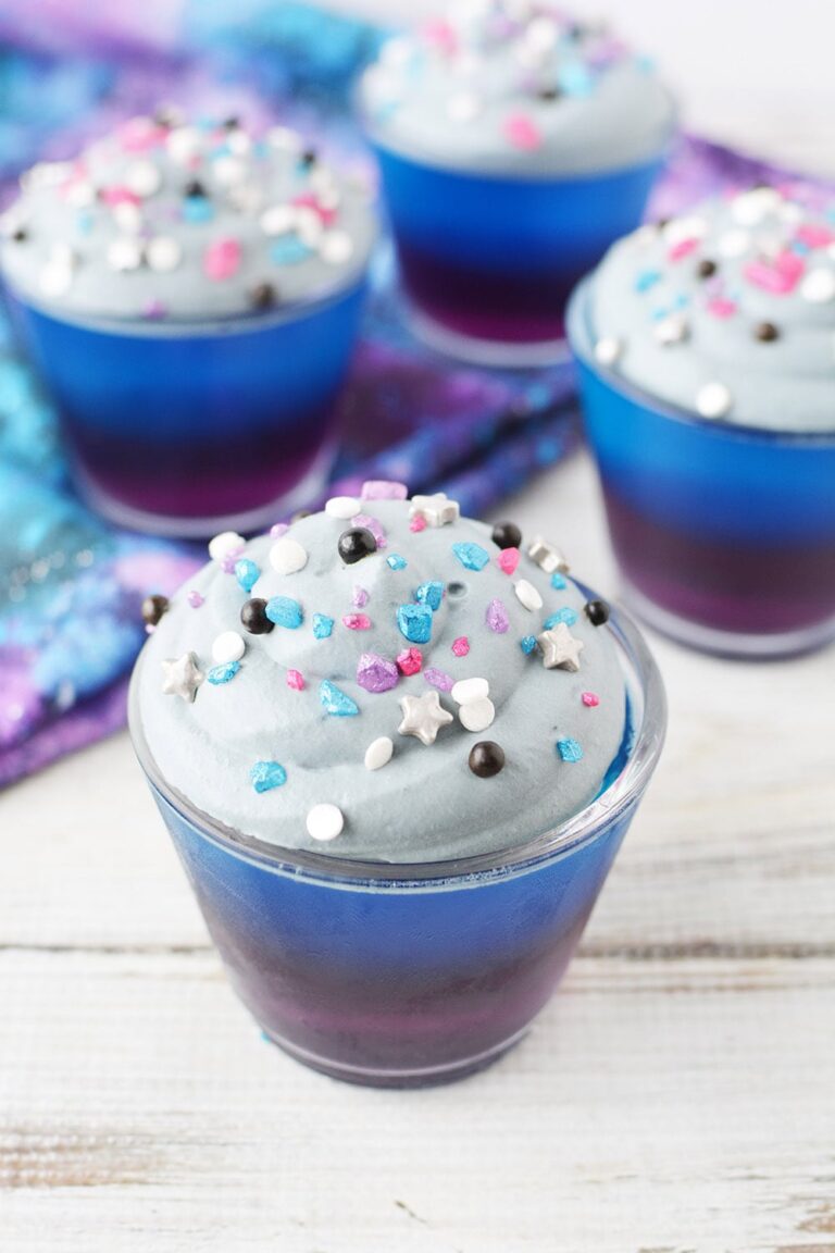 Galaxy desserts on a table