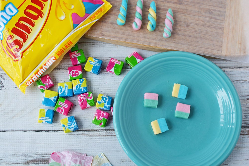 Starburst Duos unwrapped on a plate.