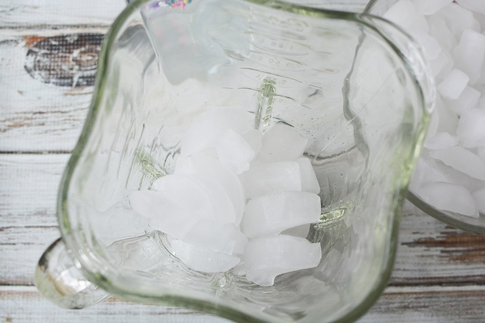 Ice in a blender. 