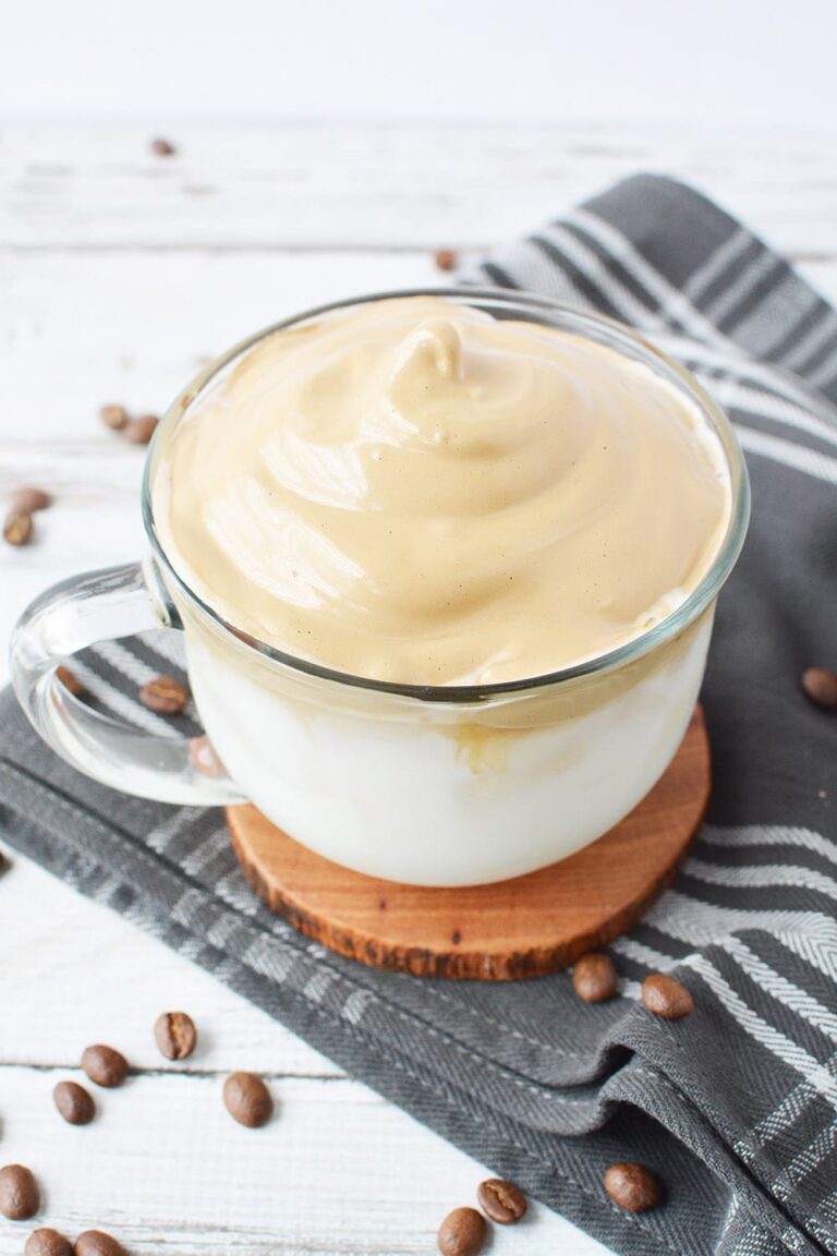 whipped dalgona coffee in mug